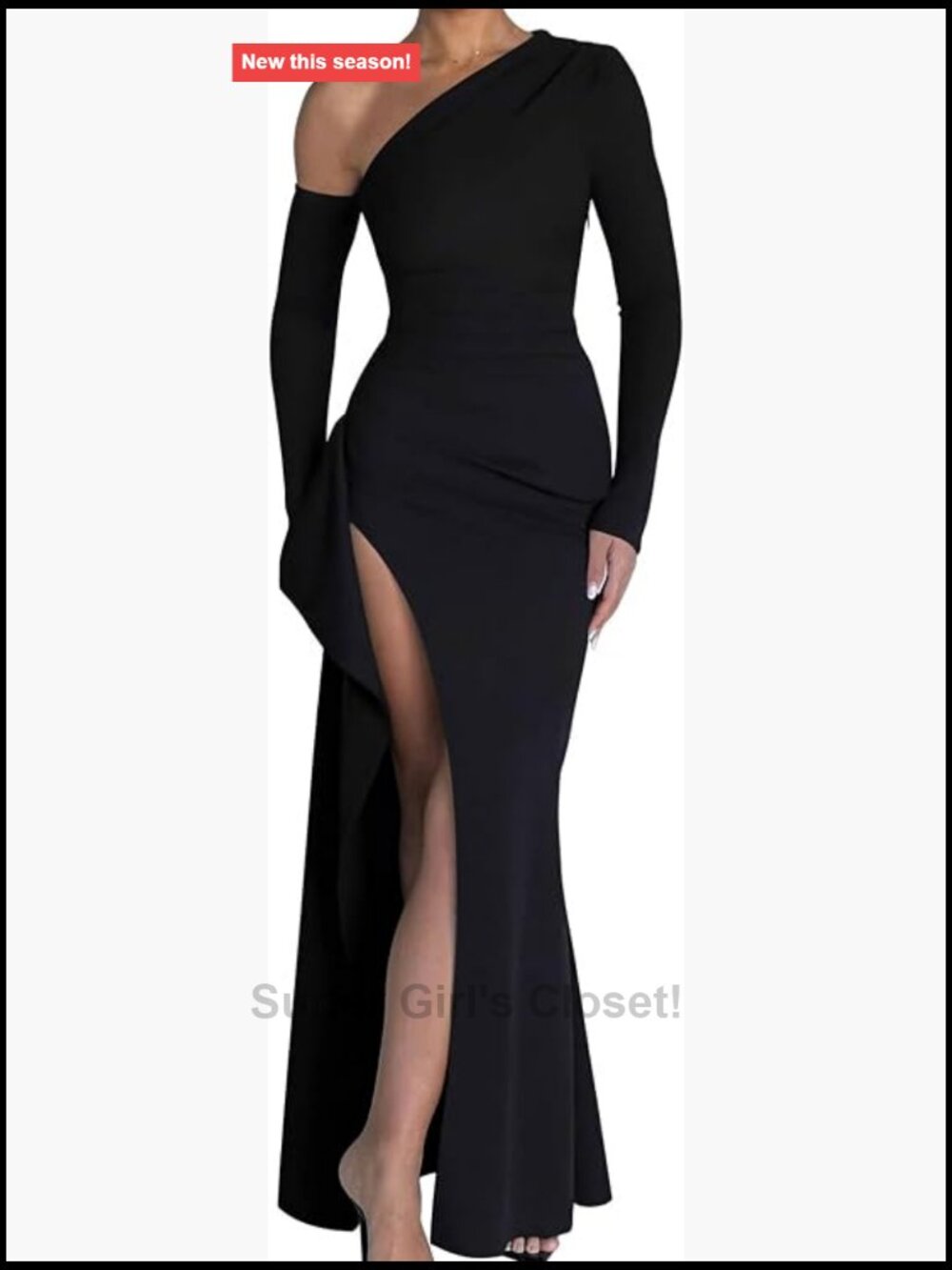 One Shoulder Long Sleeve Maxi Dress S- XL